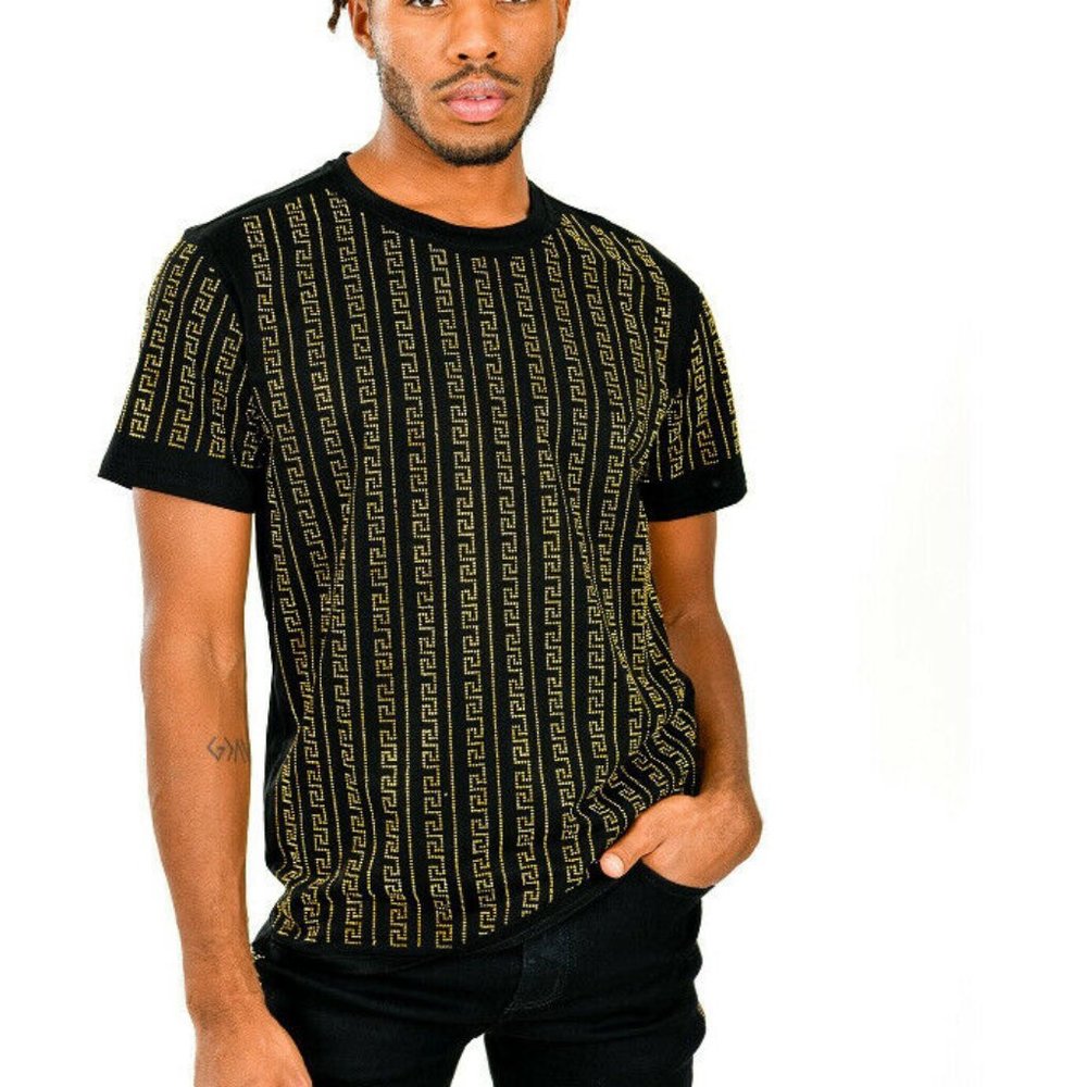 Barabas‎ Men's ST937 Black And Gold Crew Neck T-Shirt NWT